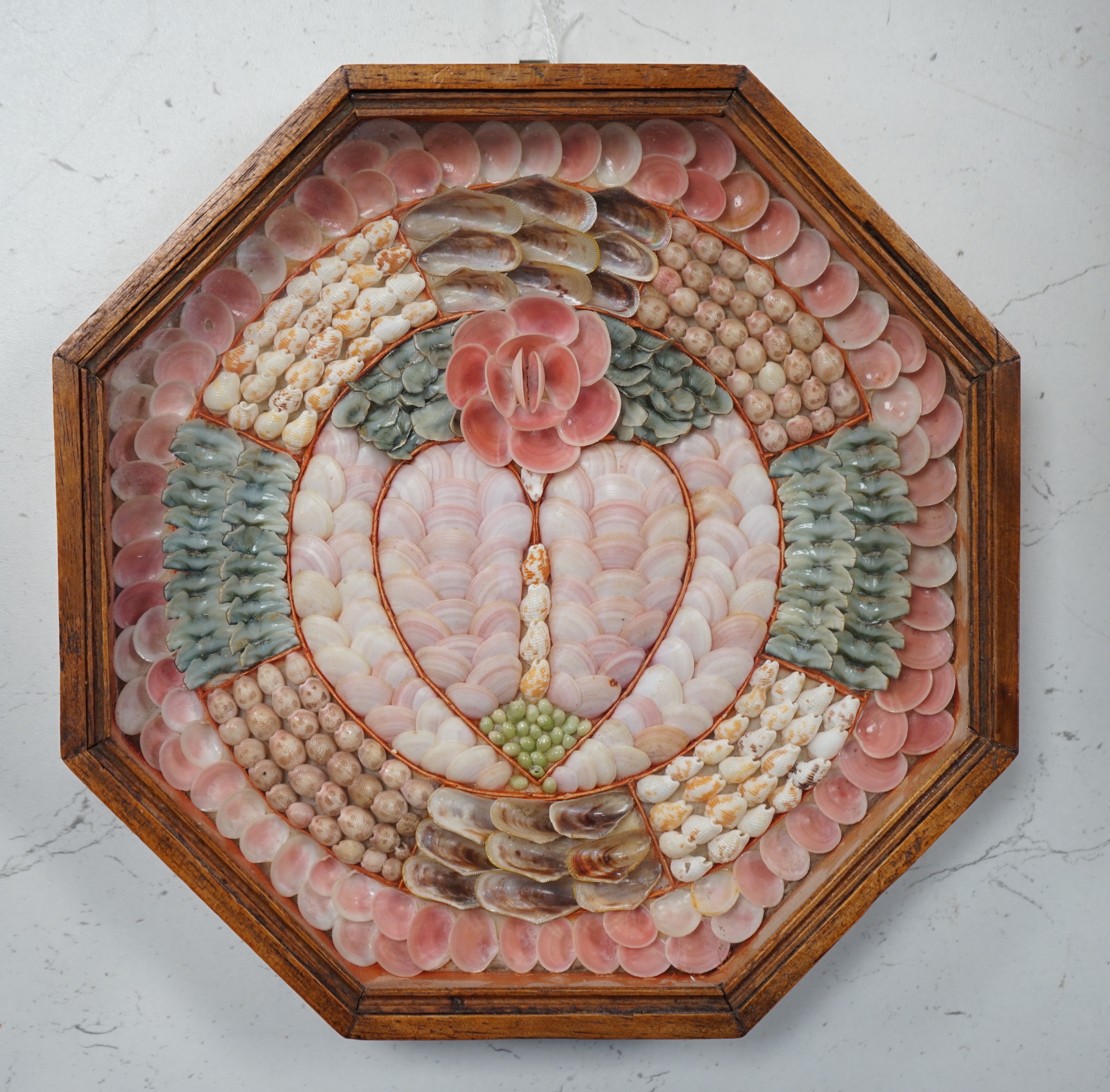 A 19th century sailor's shellwork Valentine, 23 x 23cm